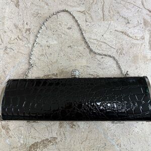 Mad by Design Black Faux Patent Leather Alligator Embossed Small Clutch